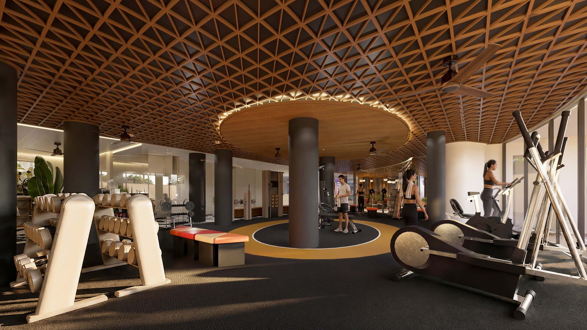 Full-scale gym at SLC with open perimeter and natural light